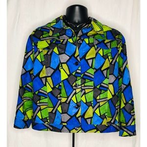 Hearts of Palm Jacket Geo Pattern Blue/Green